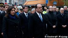 13.11.2016 +++
French President Francois Hollande and Paris Mayor Anne Hidalgo unveil a commemorative plaque next to the A La Bonne Biere cafe and the Rue de la Fontaine au Roi street, in Paris, France, November 13, 2016, during a ceremony held for the victims of last year's Paris attacks which targeted the Bataclan concert hall as well as a series of bars and killed 130 people. REUTERS/Philippe Wojazer