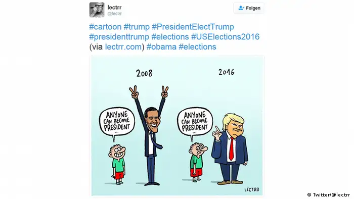 Karikatur von Donald Trump (Twitter/@lectrr )
