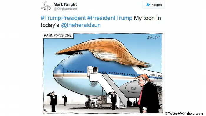 Karikatur von Donald Trump (Twitter/@Knightcartoons )