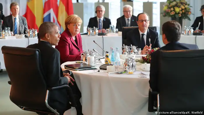 Deutschland Sechser-Treffen mit Merkel und Obama im Kanzleramt