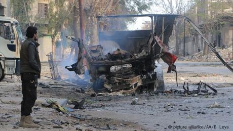 Syrien Zerstörung nach Bombenagriffen auf Aleppo (picture alliance/AA/E. Leys )