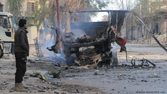 Syrien Zerstörung nach Bombenagriffen auf Aleppo (picture alliance/AA/E. Leys )