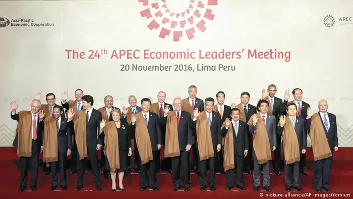 Peru APEC Abschlußfoto mit traditioneller Kleidung (picture-alliance/AP Images/Yomiuri)