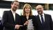 German film director Maren Ade (C) holds her award next to German producer Jonas Dornbach (L) and European Parliament President Martin Schulz German film director Maren Ade (C) holds her award next to German producer Jonas Dornbach (L) and European Parliament President Martin Schulz