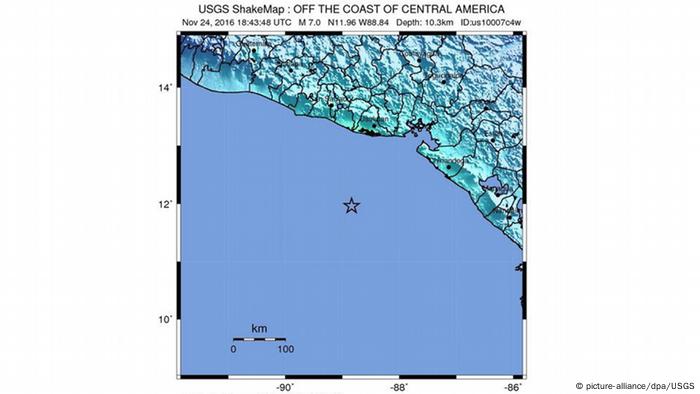 Erdbeben vor der Küste von El Salvador (picture-alliance/dpa/USGS)