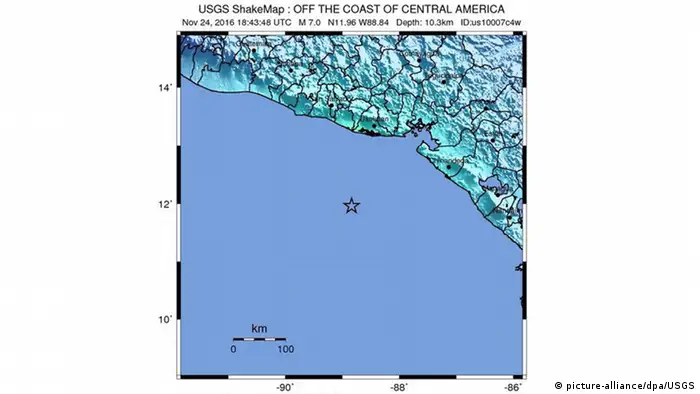 Erdbeben vor der Küste von El Salvador (picture-alliance/dpa/USGS)