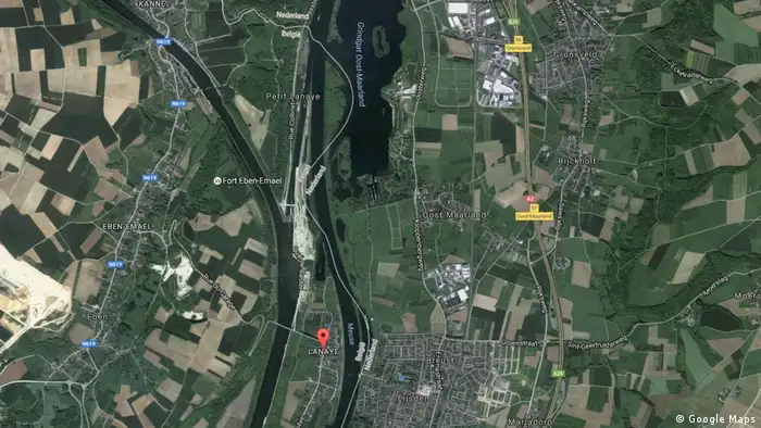 Screenshot Grenzen von Niederlande und Belgien am Fluss Maas