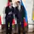 Главы МИД Франции, России, Германии и Украины во время встречи в Минске