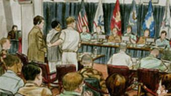 Gerichtszeichnung von einem Verfahren eines US-Militärtribunals in Guantanamo (Foto: AP)