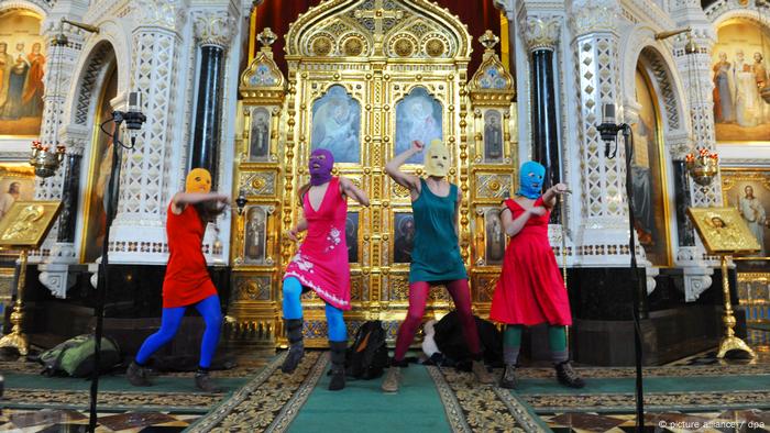 Pussy Riot members in the Cathedral of Christ the Savior