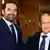 Saad al-Hariri (left) shake hands with Michel Aoun