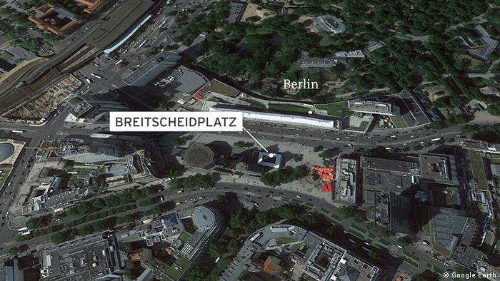 Deutschland Neun Tote und viele Verletzte auf Berliner Weihnachtsmarkt (Google Earth)