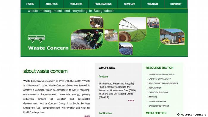 Screenshot wasteconcern.org aus Bangladesh (wasteconcern.org)