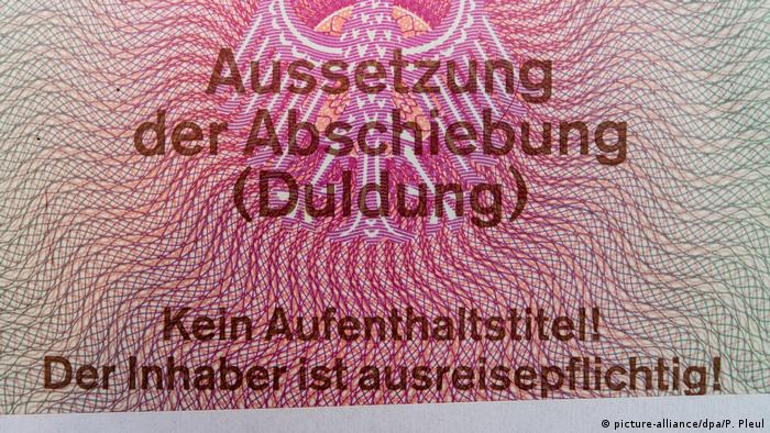 Deutschland Ausweis für Asylbewerber- Aussetzung der Abschiebung