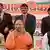 Indien Ghaziabad BJP MPs Yogi Adityanath (C) General VK Singh and Satyapal Singh during