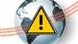 Streams of 1's and 0's on top of a globe with a warning sign on top of everything Streams of 1's and 0's on top of a globe with a warning sign on top of everything