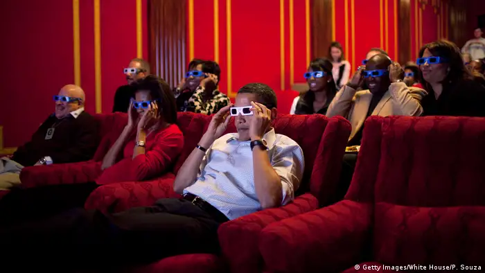  Obama and others in the White house movie theater (Getty Images/White House/P. Souza)