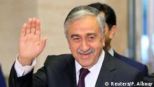 12.01.2017+++ Turkish Cypriot leader Mustafa Akinci arrives for the Conference on Cyprus at the European headquarters of the United Nations in Geneva, Switzerland, January 12, 2017. REUTERS/Pierre Albouy