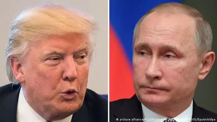 Donald Trump und Wladimir Putin (picture alliance/A. Lohr-Jones/A. Astafyev/CNP POOL/Sputnik/dpa)