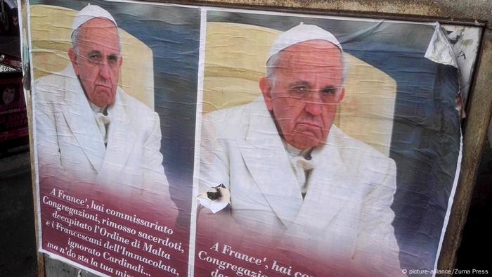 Posters criticizing Pope Francis