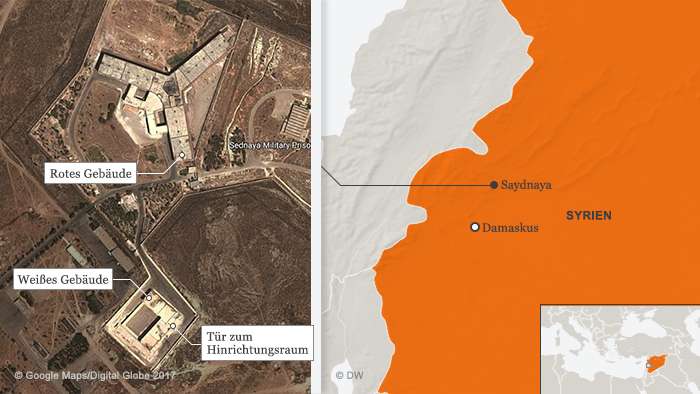 Infografik Karte Saydnaya Gefängnis Syrien Deutsch