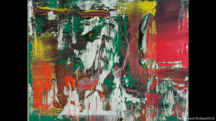 Rot, Weiß und Grün dominieren dieses abstrakte Bild Gerhard Richters.. Foto: Gerhard Richter/2016