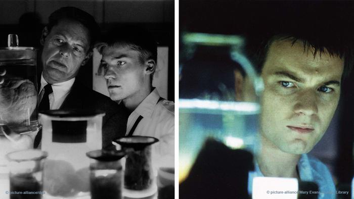 Two film stills from Nightwatch — Danish and US versions