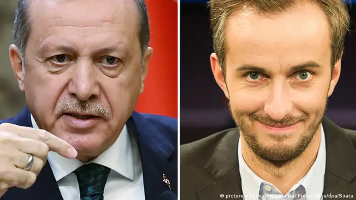 A picture combo of Turkish President Recep Tayyip Erdogan and German satirist Jan Böhmermann (picture-alliance/Presidential Press Office/dpa/Spata)