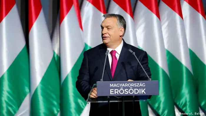 Viktor Orban speaks during his state-of-the-nation address in Budapest