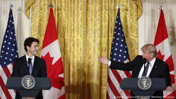 USA kanadischer Premierminister Justin Trudeau mit US-Präsident Donald Trump (picture alliance/AP Photo/P. Martinez Monsivais)