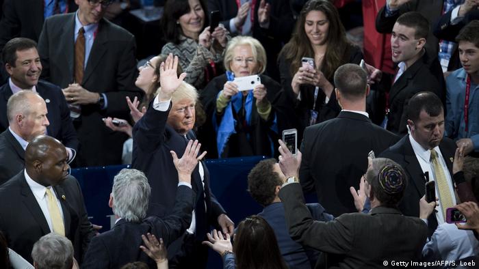Donald Trump bei einem Auftritt vor der mächtigen jüdischen Lobbyorganisation AIPAC (American Israel Public Affairs Committee) im März 2016 Donald Trump (Foto: Getty Images/AFP/S. Loeb)