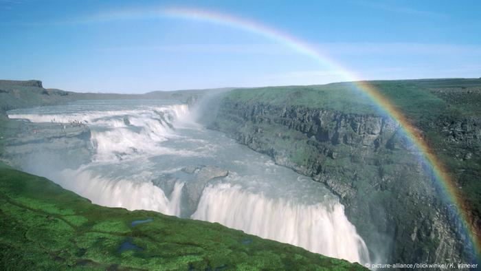 Iceland Gullfoss waterfall and rainbow