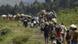 A line of refugees fleeing from Goma, eastern Congo A line of refugees fleeing from Goma, eastern Congo