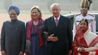 Manmohan Singh Queen Paola König Albert von Belgien und Indiens Präsident President Pratibha Patil