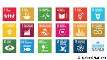 Sustainable Development Goals Logos der 17 UN Sustainable Development Goals