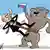 Карикатура: "Владмир Путин" туже затягивает ремень на медведе с российским флагом
