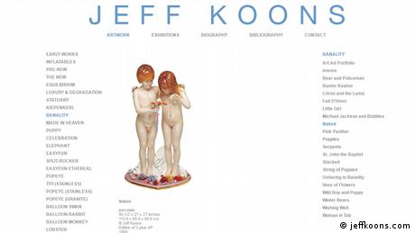 Jeff Koons Webseite Screenshot Skulptur naked (jeffkoons.com)