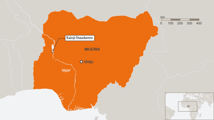 Infografik Kainji-Staudamm am Niger, Nigeria DEU