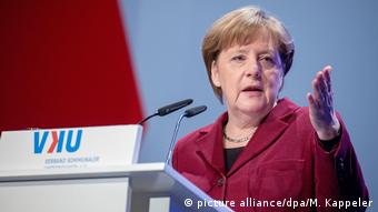 Анґела Меркель під час виступу в Берліні