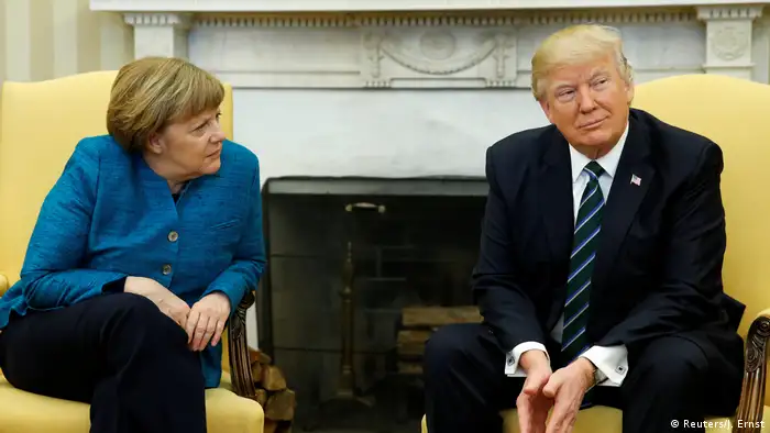 USA Merkel und Trump suchen nach gemeinsamer Arbeitsebene (Reuters/J. Ernst)
