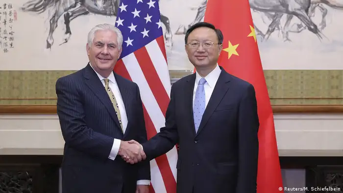 China Treffen Wang Yi und Rex Tillerson