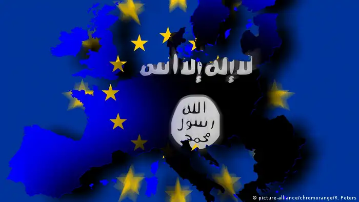 Graphic of IS logo on an EU map