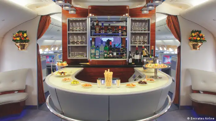 A bar on an Airbus A380 plane (Emirates Airline)