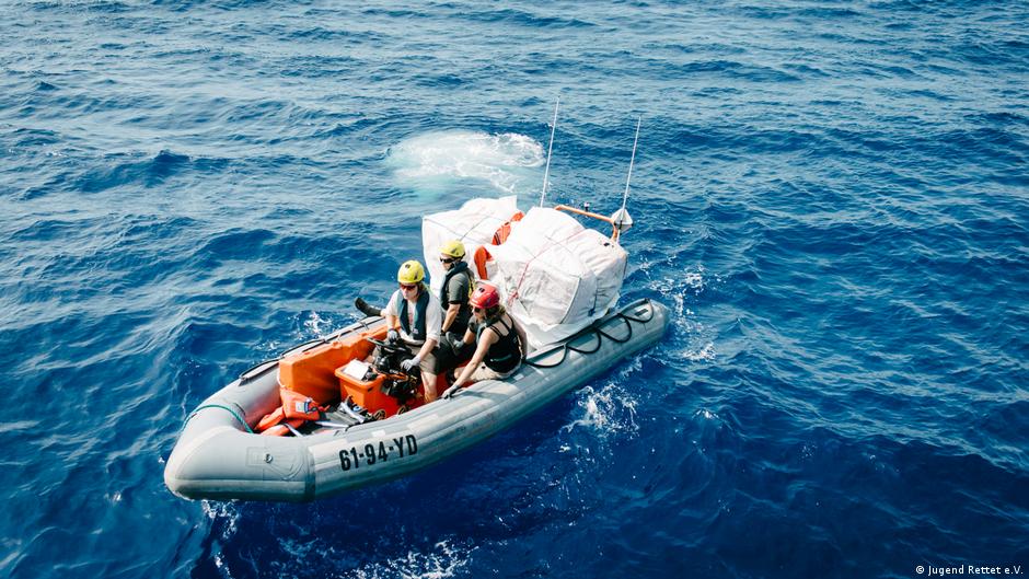 Rescue volunteers help in the Mediterranean