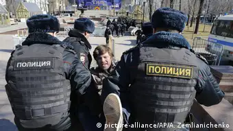 Moskau Polizei Oppositionskundgebung Verhaftung
