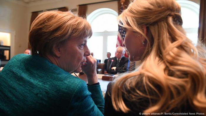 Ivanka Trump et Angela Merkel à la Maison Blanche.