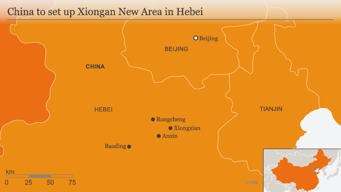 Infografik Karte China to set up Xiongan New Area in Hebei