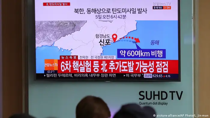 Südkorea TV-Bericht über Raketentext von Nordkorea in Seoul