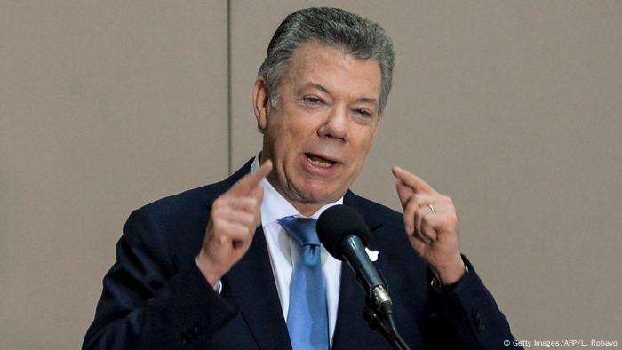 Kolumbien Präsident Juan Manuel Santos - zum Friedensabkommen zwischen Regierung und FARC (Getty Images/AFP/L. Robayo)