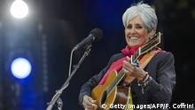 US folk singer Joan Baez performs during the 40th Paleo Festival Nyon on July 25, 2015 in Nyon, the biggest open-air festival in Switzerland and one of Europe's major musical events. AFP PHOTO / FABRICE COFFRINI (Photo credit should read FABRICE COFFRINI/AFP/Getty Images)